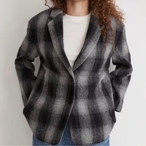 Madewell 100% Wool Black and Gray Blazer